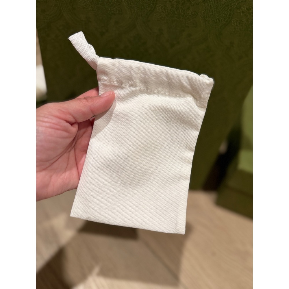 Gucci White Cotton Canvas Small Drawstring Dust Bag Pouch 6x4